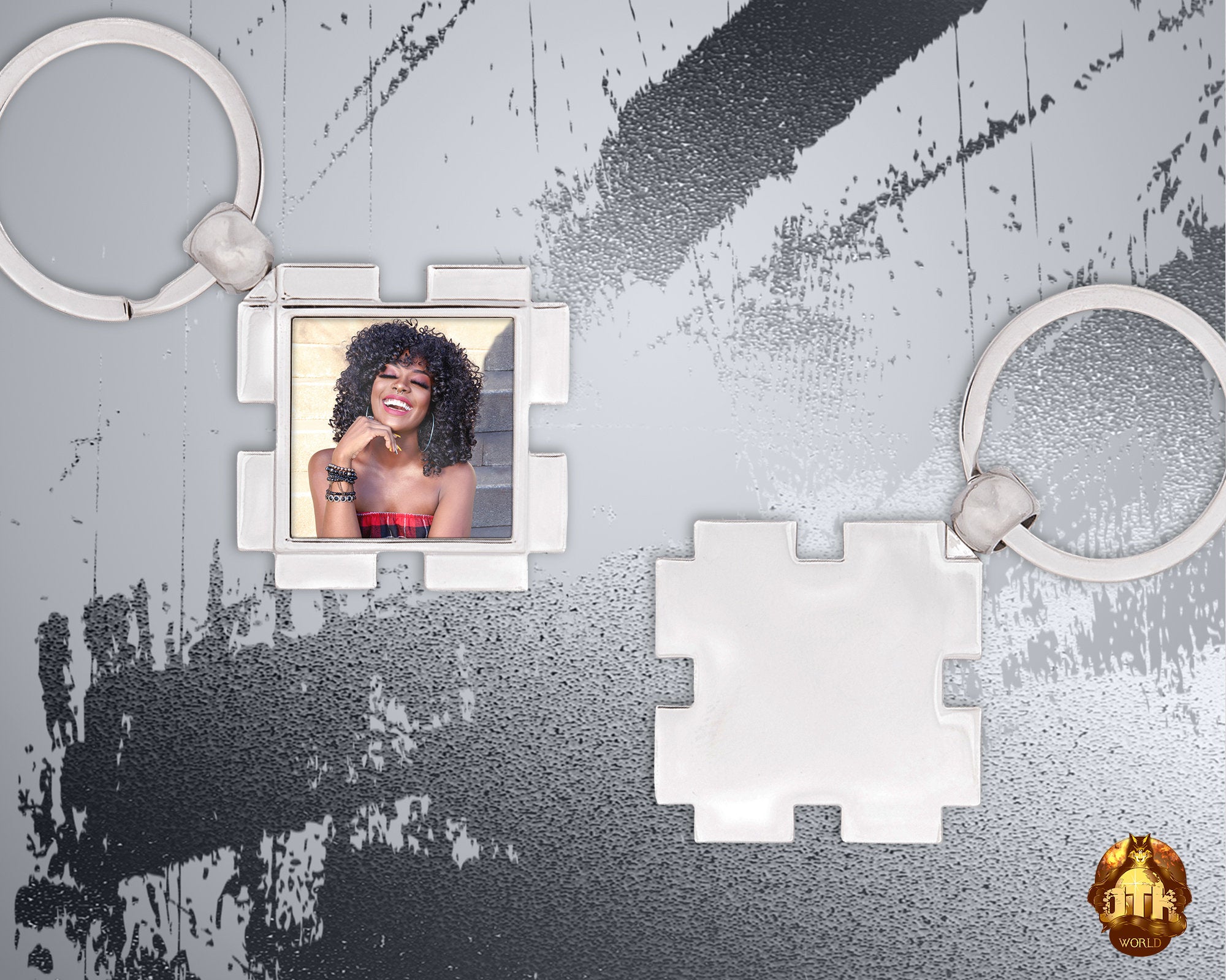 Custom Square Photo Keychain - Personalized Square Metal Keychain - Picture Keychain -  Sliver Metal Square Keychain - Add Your Photo & Text