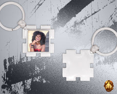 Custom Square Photo Keychain - Personalized Square Metal Keychain - Picture Keychain -  Sliver Metal Square Keychain - Add Your Photo & Text