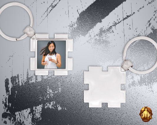 Custom Square Photo Keychain - Personalized Square Metal Keychain - Picture Keychain -  Sliver Metal Square Keychain - Add Your Photo & Text