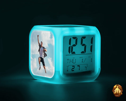 Custom Color Changing LED Photo Clock - Personalized LED Clock -  Color Changing LED Alarm - Custom Clock - Add Your Own Photo, Logo & Text