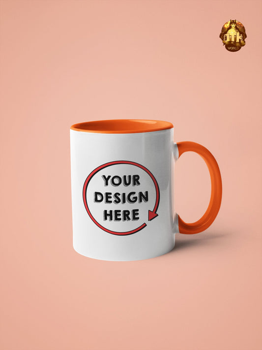 Custom 11oz Orange & White Premium Mug - Personalized Orange Mug - 15oz Two Tone Coffee Mug - Custom Photo Mug - Add Your Own Photo and Text