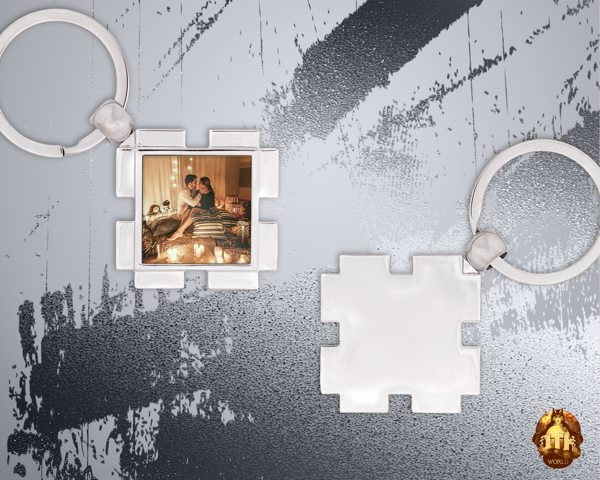 Custom Square Photo Keychain - Personalized Square Metal Keychain - Picture Keychain -  Sliver Metal Square Keychain - Add Your Photo & Text