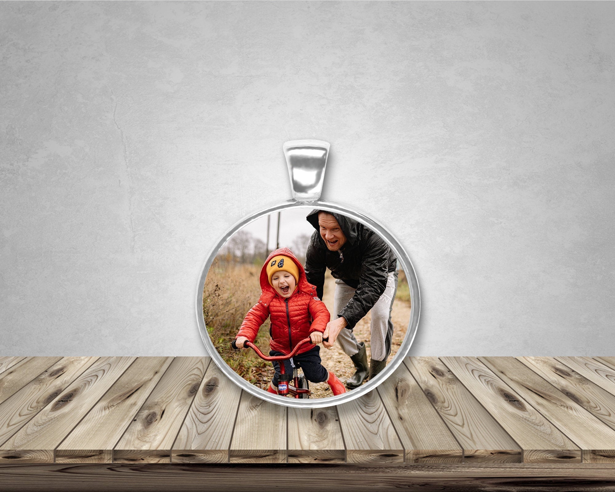 Custom Round Photo Pendant - Personalized Round Photo Charm - Custom Silver Pendant - Personalized Photo Charm - Add Your Own Photo or Text