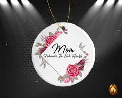 Personalized Forever In Our Hearts Mothers Day Ceramic Ornament - Custom Memorial Ornament - Loss Of Mom Keepsake -Add Your Own Photo & Text