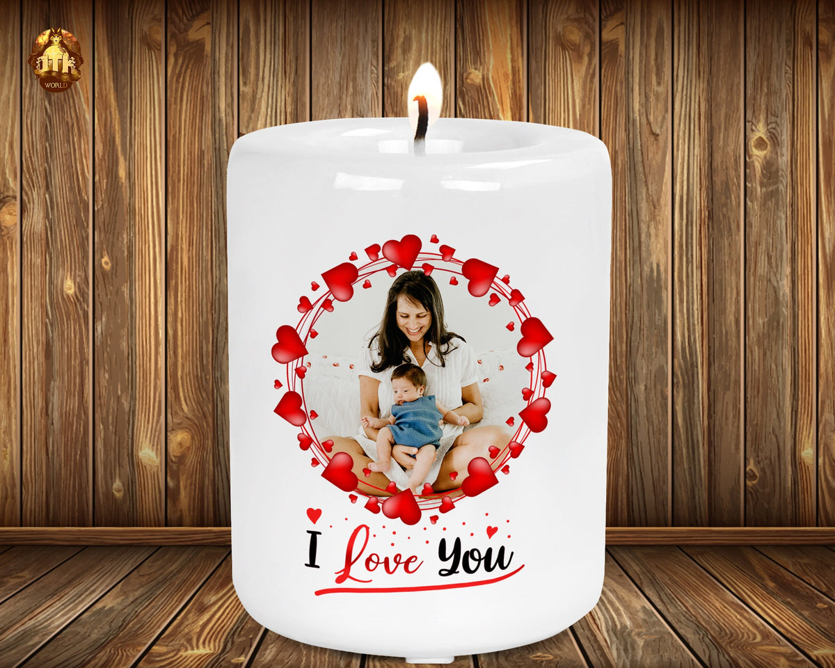 I Love You Personalized Photo Candle 