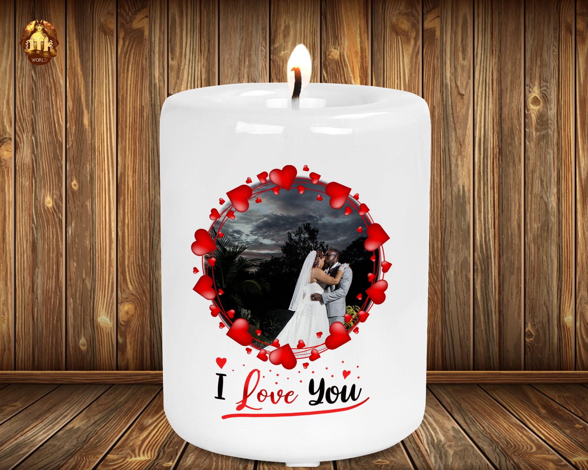 I Love You Personalized Photo Candle 