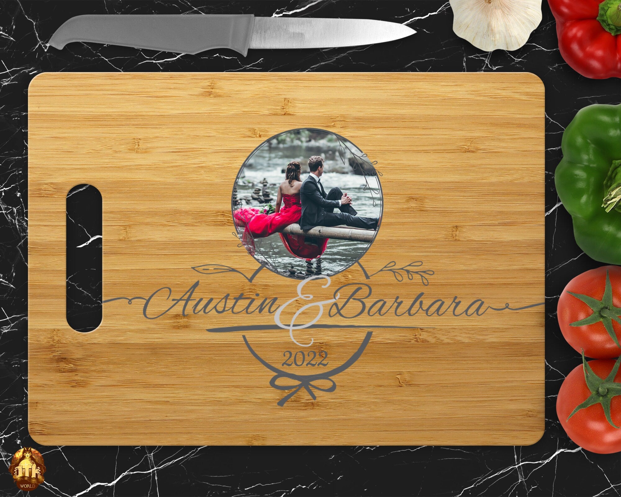 Personalized Couples Photo Cutting Board 