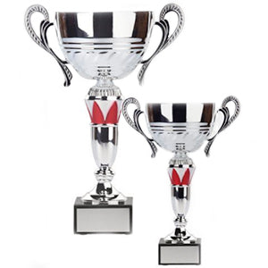 White/Red & Silver Metal Cup